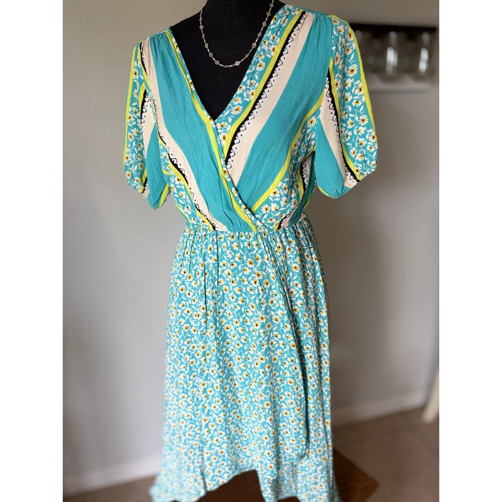 LAPIS by ANTHROPOLOGIE High Low Flare Light Blue Floral Midi Dress